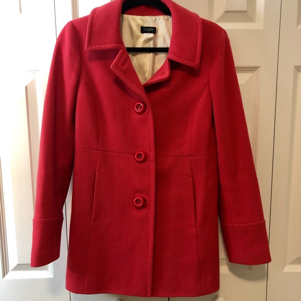 Pink J Crew wool peacoat